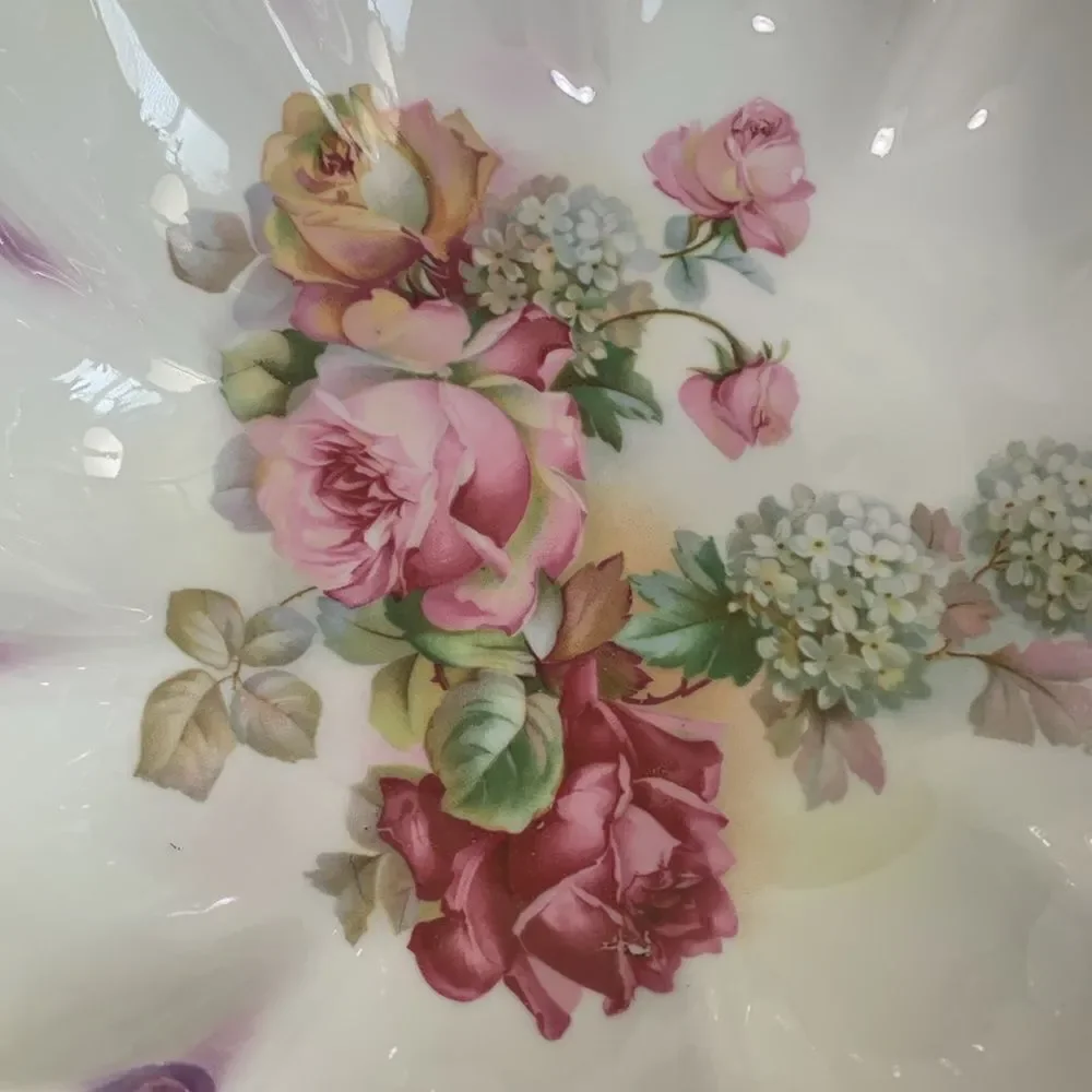 Vintage JSV‎ Johann Seltmann Vohenstrauss Germany Hand Painted Rose Serving Bowl